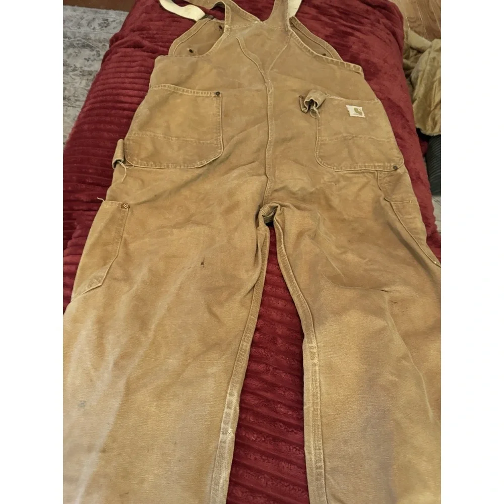 VINTAGE Carhartt Adult‎ Tan Overalls 60s Duck Double Knee Mens Union 40 X 30